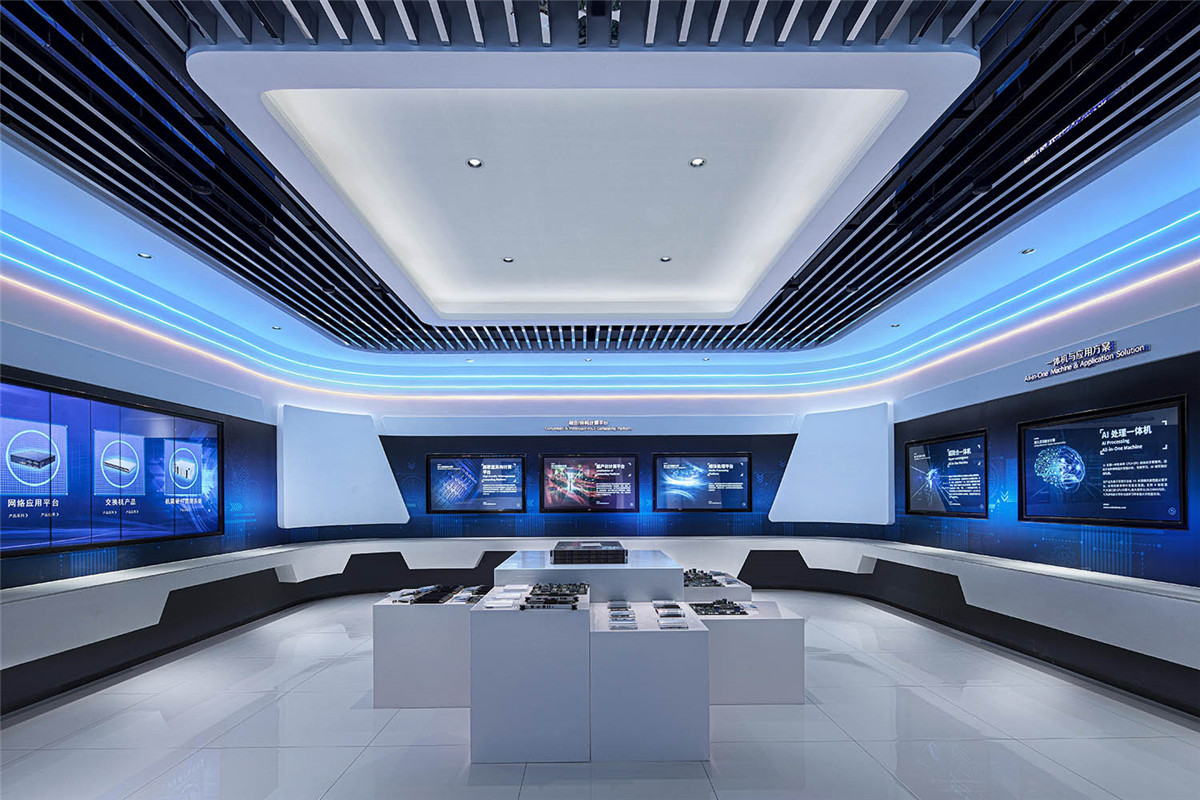 鄭州辦公展廳設(shè)計-恒智科技公司展廳裝修實(shí)景圖