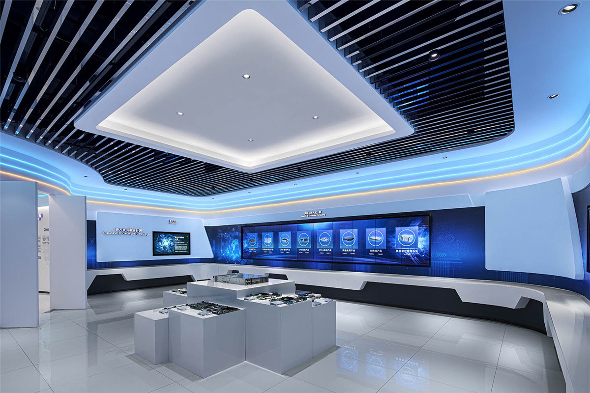 鄭州辦公展廳設(shè)計-恒智科技公司展廳裝修實(shí)景圖