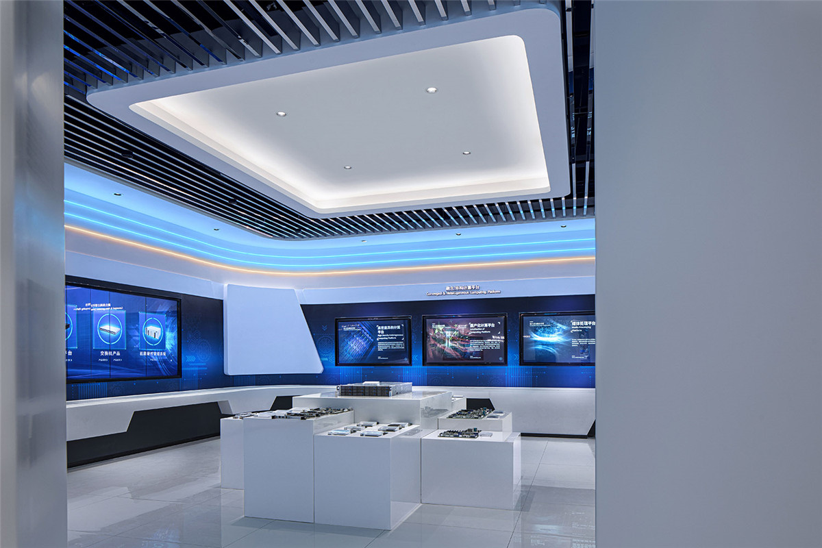 鄭州辦公展廳設(shè)計-恒智科技公司展廳裝修實(shí)景圖